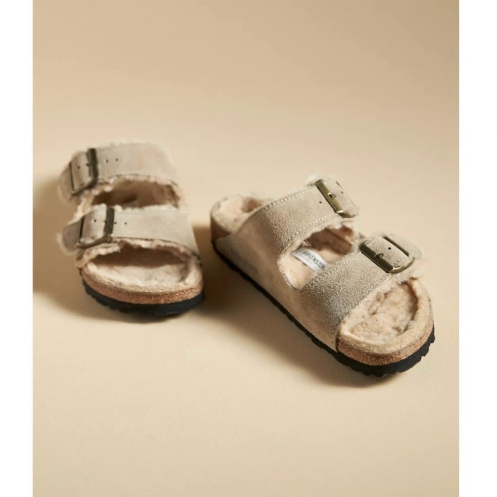 Birkenstock Arizona Shearling Taupe Sandals